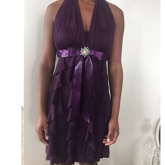 deep purple cocktail dress